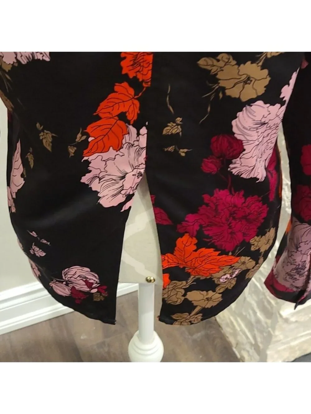 1. State Floral Sheer Long Sleeve Blouse Black With Bright Floral pattern